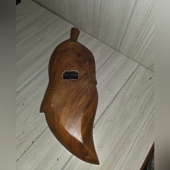 Vtg Hand Crafted Leaf Divided Dish Monkey Pod Wood Serving Tray Leilani 3 Sec. - Picture 3 of 6